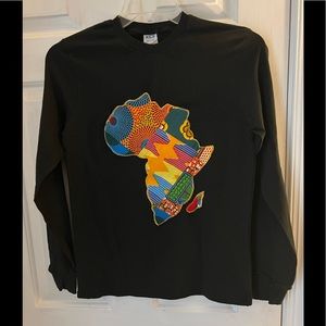 Shirt accented with Afrocentric fabric